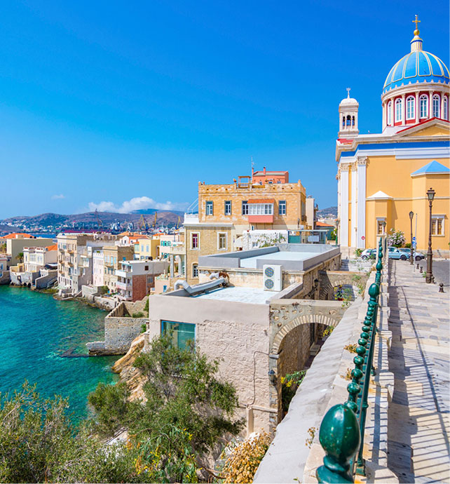 Coastal view of a city oveelooking the water 