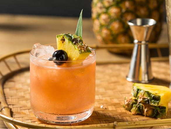 Mai Tai cocktail served with pineapple