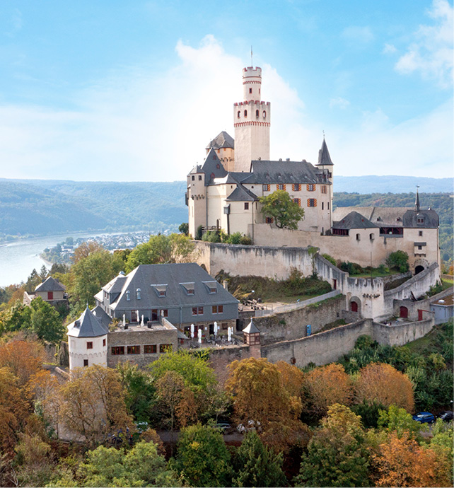 Marksburg Castle and the surrounding green lands